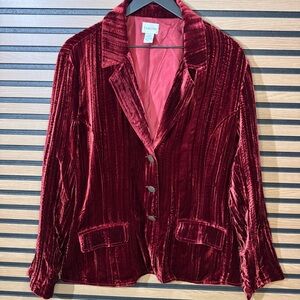 Chico's Women's Velvet Jacket - Rich Red